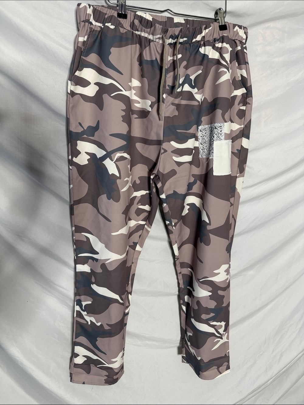 Taupe Camo Jogger Pants - Elastic Waist